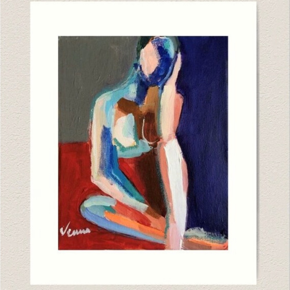 DAYDREAM ll Art Print Abstract Woman Contemporary Colorful Woman Painting